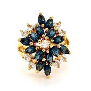 Cluster Blue/White Faux Sapphires Ring